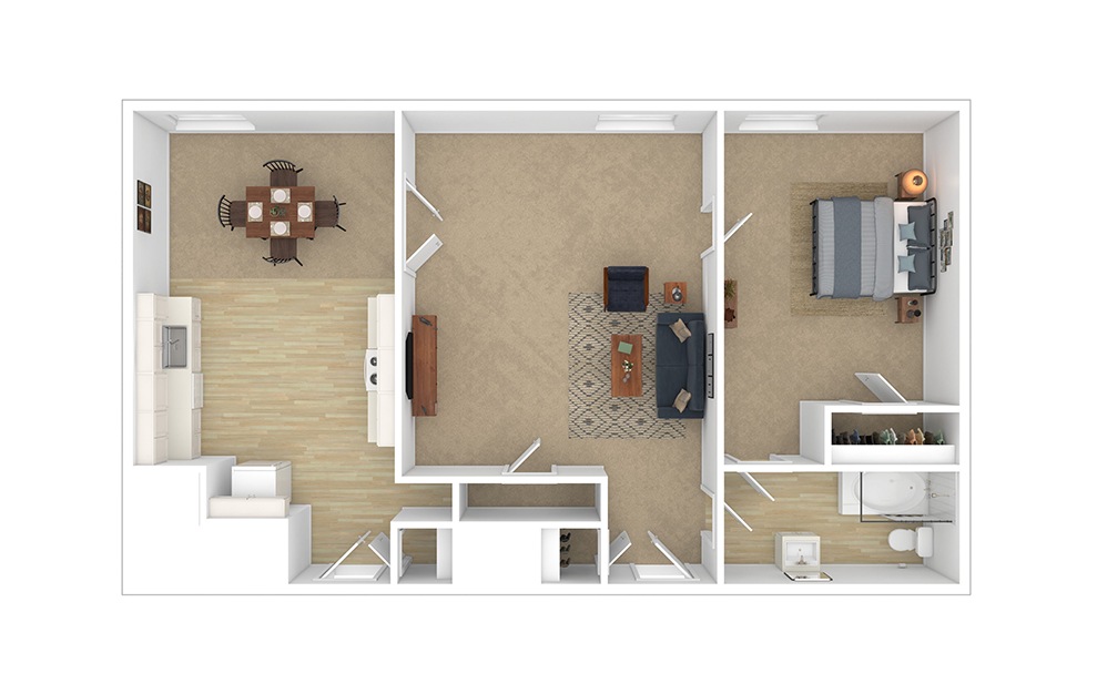 Bala 1 Bedroom - 1 bedroom floorplan layout with 1 bath and 765 to 850 square feet.